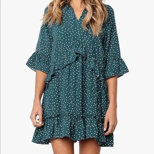 Amazon dark green polka dot dress